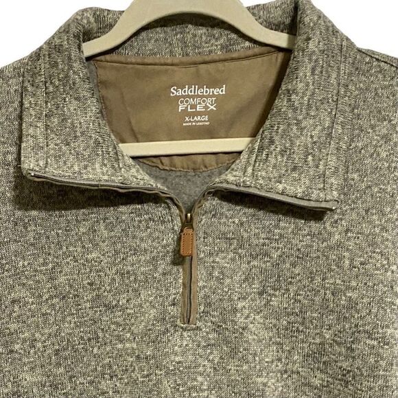 Saddlebred Comfort Flex Fleece Men's XL Taupe Jacket 1/4 Zip Pullover - Picture 2 of 7